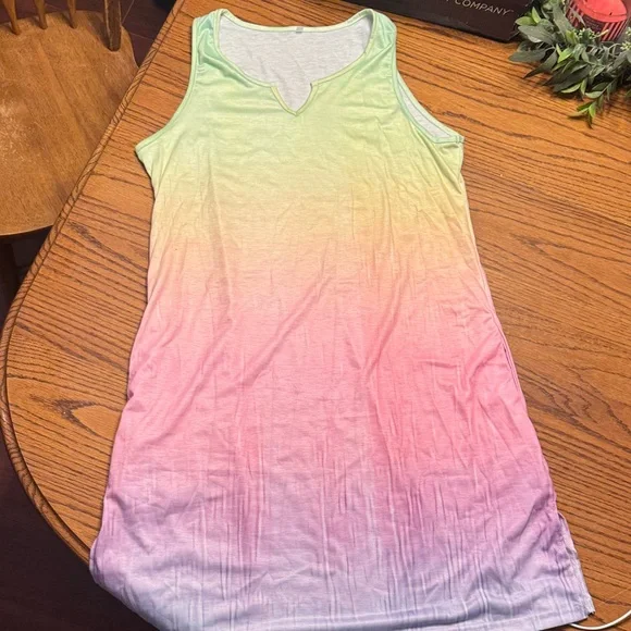 Source Unknown Gradient Pajama Dress - Green, Yellow, Pink - Picture 2 of 3